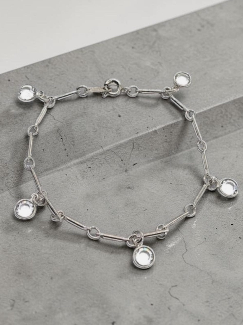 Vintage KJL Crystal Silver Station Bracelet New